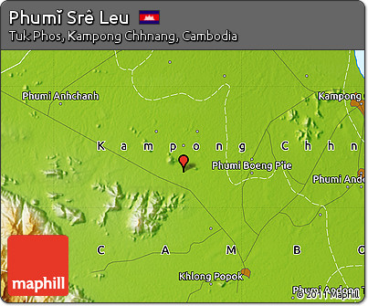 Physical Map of Phumĭ Srê Leu