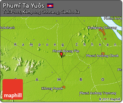 Physical Map of Phumĭ Ta Yuŏs