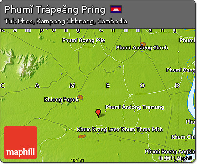 Physical Map of Phumĭ Trâpeăng Pring