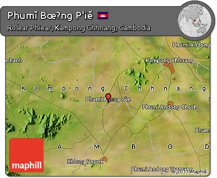 Satellite Map of Phumĭ Bœ̆ng P'iĕ