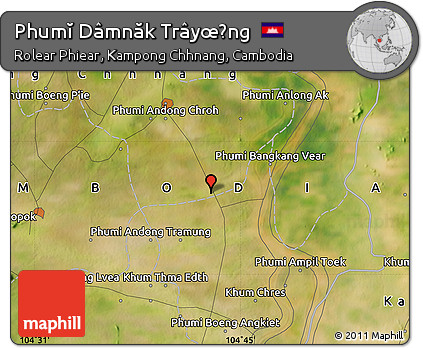 Satellite Map of Phumĭ Dâmnăk Trâyœ̆ng