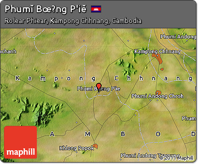 Satellite Map of Phumĭ Bœ̆ng P'iĕ