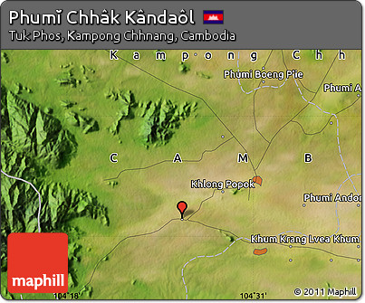 Satellite Map of Phumĭ Chhâk Kândaôl