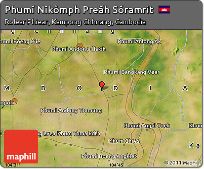 Satellite Map of Phumĭ Nĭkômph Preăh Sŏramrit