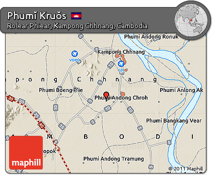 Shaded Relief Map of Phumĭ Kruŏs