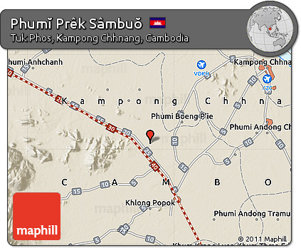Shaded Relief Map of Phumĭ Prêk Sâmbuŏ