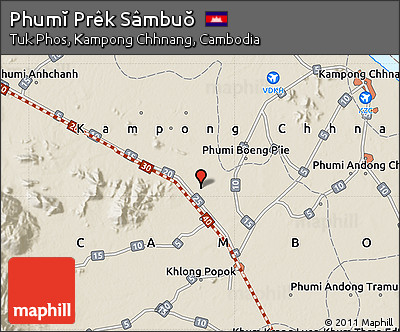Shaded Relief Map of Phumĭ Prêk Sâmbuŏ