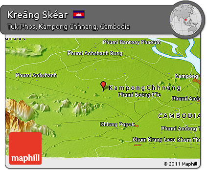 Physical Panoramic Map of Kreăng Skéar