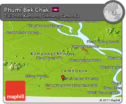 Physical Panoramic Map of Phumĭ Bêk Châk