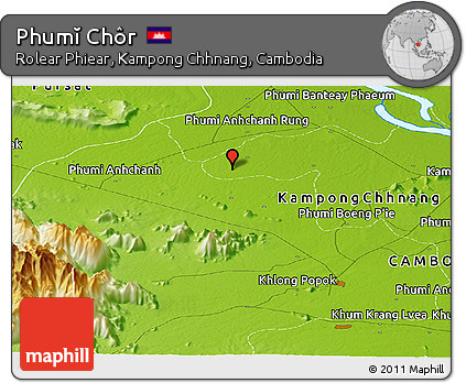Physical Panoramic Map of Phumĭ Chôr