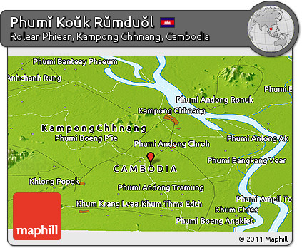 Physical Panoramic Map of Phumĭ Koŭk Rŭmduŏl