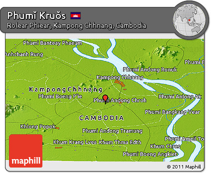Physical Panoramic Map of Phumĭ Kruŏs