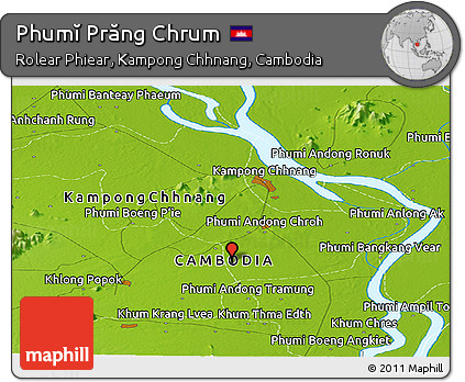 Physical Panoramic Map of Phumĭ Prăng Chrum
