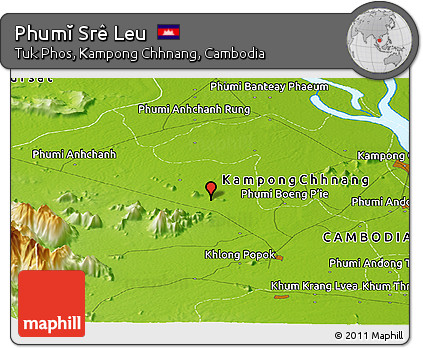 Physical Panoramic Map of Phumĭ Srê Leu