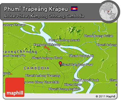 Physical Panoramic Map of Phumĭ Trâpeăng Krâpeu