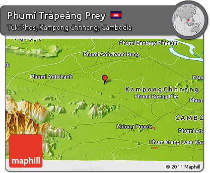 Physical Panoramic Map of Phumĭ Trâpeăng Prey