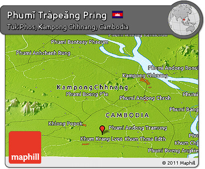 Physical Panoramic Map of Phumĭ Trâpeăng Pring