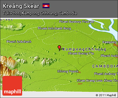 Physical Panoramic Map of Kreăng Skéar