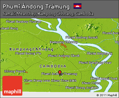Physical Panoramic Map of Phumĭ Ândong Trâmung