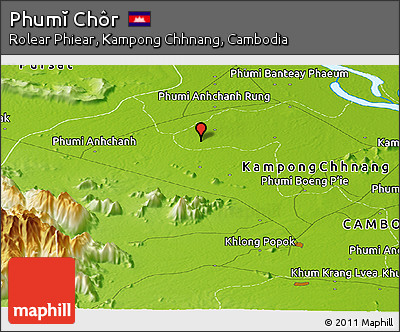 Physical Panoramic Map of Phumĭ Chôr