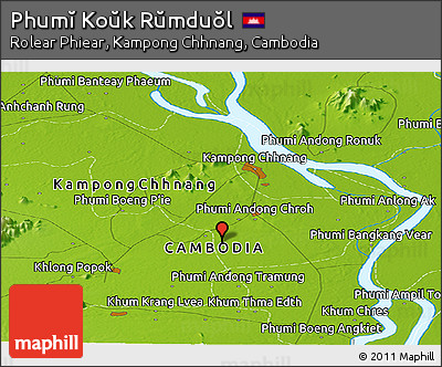 Physical Panoramic Map of Phumĭ Koŭk Rŭmduŏl