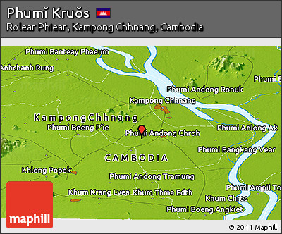 Physical Panoramic Map of Phumĭ Kruŏs