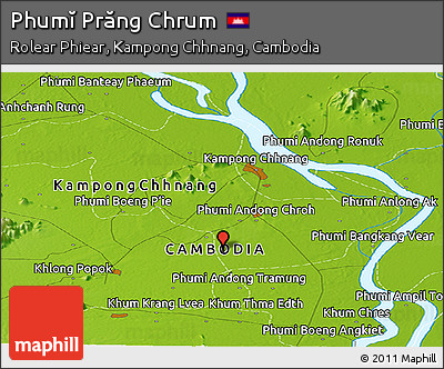 Physical Panoramic Map of Phumĭ Prăng Chrum