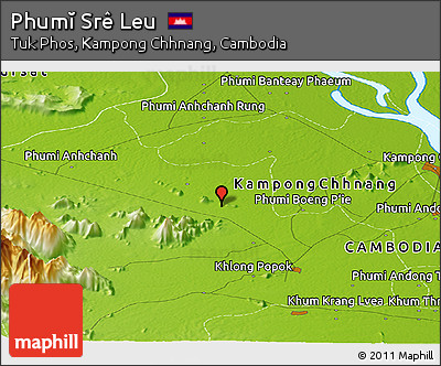 Physical Panoramic Map of Phumĭ Srê Leu