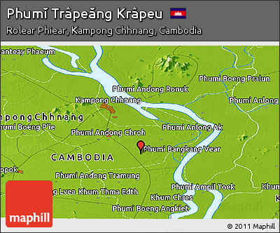 Physical Panoramic Map of Phumĭ Trâpeăng Krâpeu