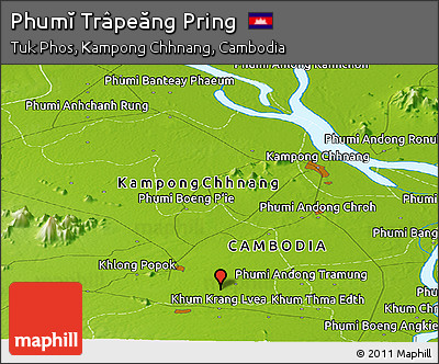 Physical Panoramic Map of Phumĭ Trâpeăng Pring