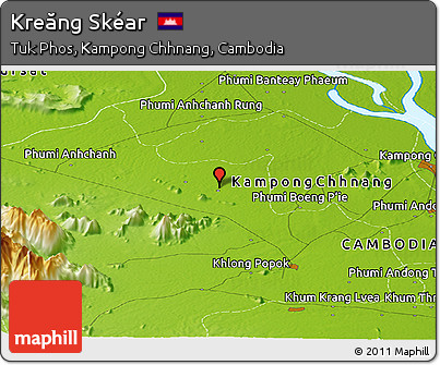 Physical Panoramic Map of Kreăng Skéar