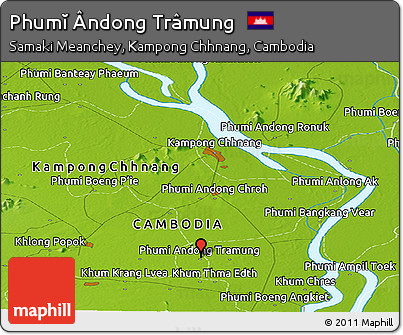 Physical Panoramic Map of Phumĭ Ândong Trâmung