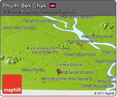 Physical Panoramic Map of Phumĭ Bêk Châk