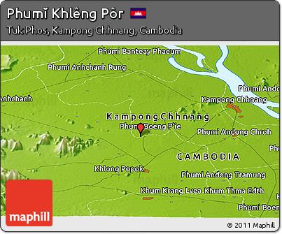 Physical Panoramic Map of Phumĭ Khlêng Pôr