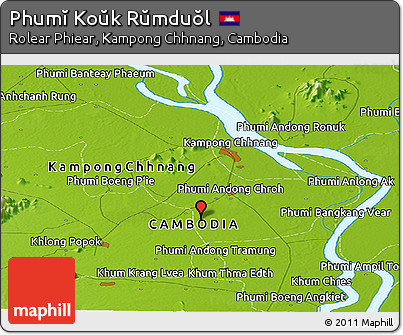 Physical Panoramic Map of Phumĭ Koŭk Rŭmduŏl