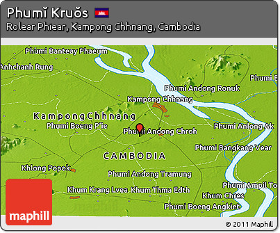 Physical Panoramic Map of Phumĭ Kruŏs