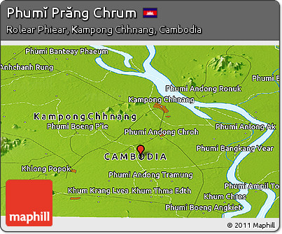 Physical Panoramic Map of Phumĭ Prăng Chrum