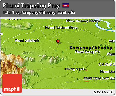 Physical Panoramic Map of Phumĭ Trâpeăng Prey