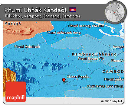 Political Panoramic Map of Phumĭ Chhâk Kândaôl