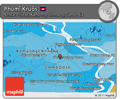 Political Panoramic Map of Phumĭ Kruŏs