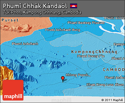Political Panoramic Map of Phumĭ Chhâk Kândaôl