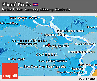 Political Panoramic Map of Phumĭ Kruŏs
