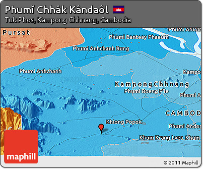 Political Panoramic Map of Phumĭ Chhâk Kândaôl