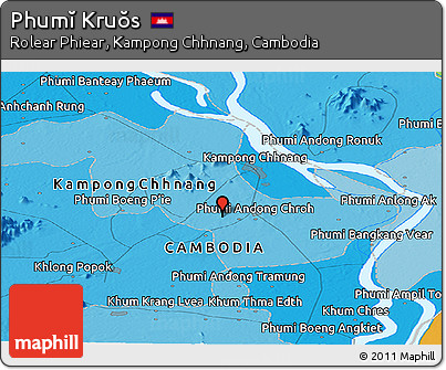 Political Panoramic Map of Phumĭ Kruŏs