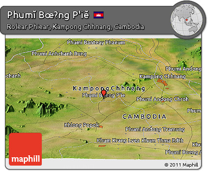 Satellite Panoramic Map of Phumĭ Bœ̆ng P'iĕ