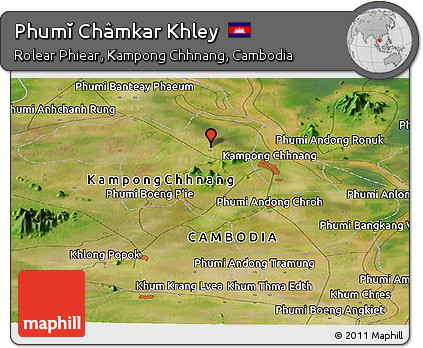 Satellite Panoramic Map of Phumĭ Châmkar Khley