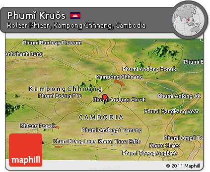 Satellite Panoramic Map of Phumĭ Kruŏs