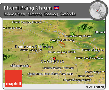 Satellite Panoramic Map of Phumĭ Prăng Chrum