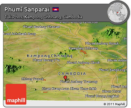 Satellite Panoramic Map of Phumĭ Sanparai