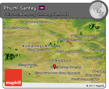 Satellite Panoramic Map of Phumĭ Sântey